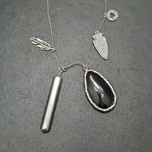 Silver tone adjustable slider necklace